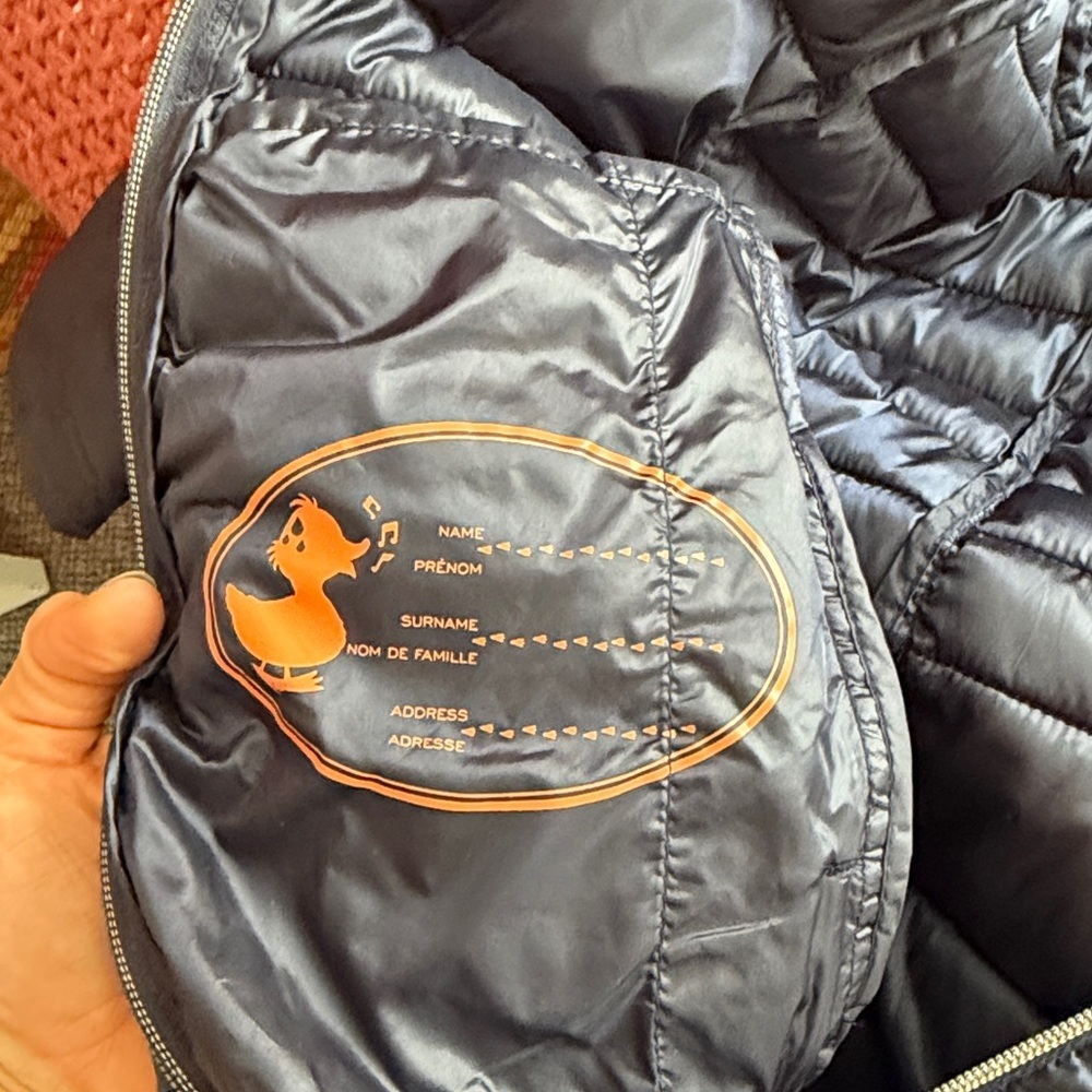 SAVE THE DUCK Long Quilted Jacket Girl Size 10 in navy - Picture 7 of 8